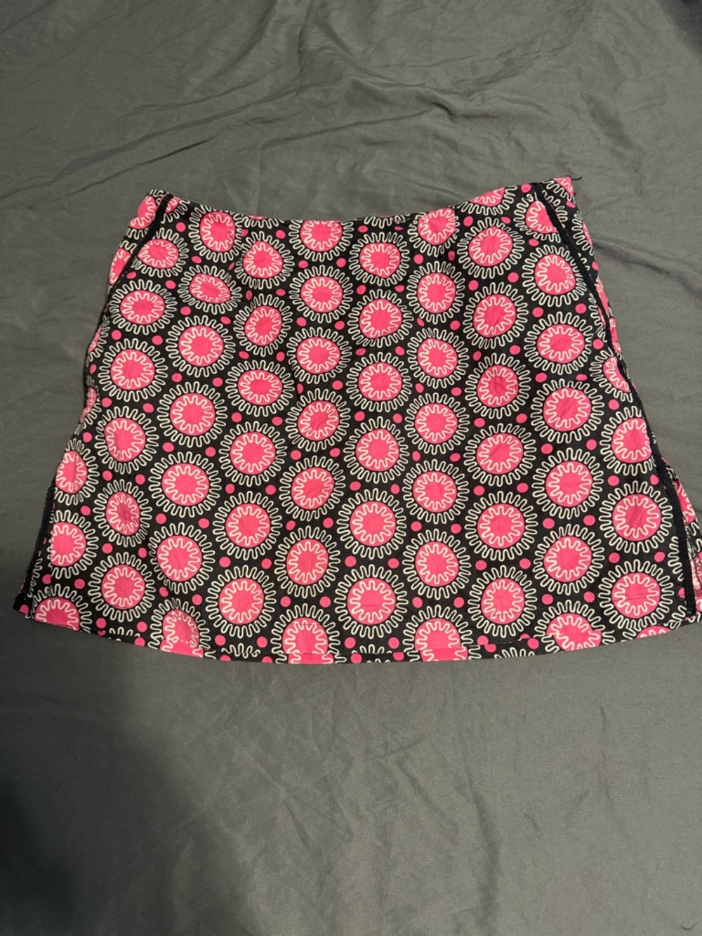 Black and Pink Floral-Print Mini Skirt